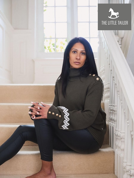 Verde - The Little Tailor Button Trim Luxury Knit Christmas Jumper (AG8371) | € 112