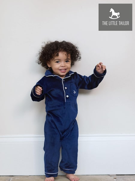 Bleu - The Little Tailor Baby Luxury Soft Touch Velour Christmas Onsie Rompersuit (AG8383) | € 31