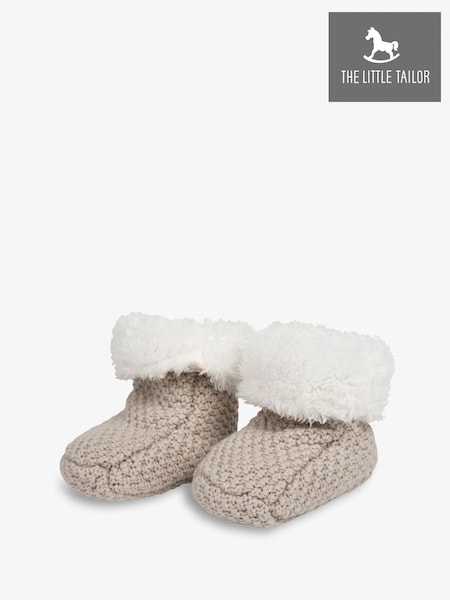 Бежевый - The Little Tailor Baby Natural Knitted Plush Lined Booties (AG8384) | €25