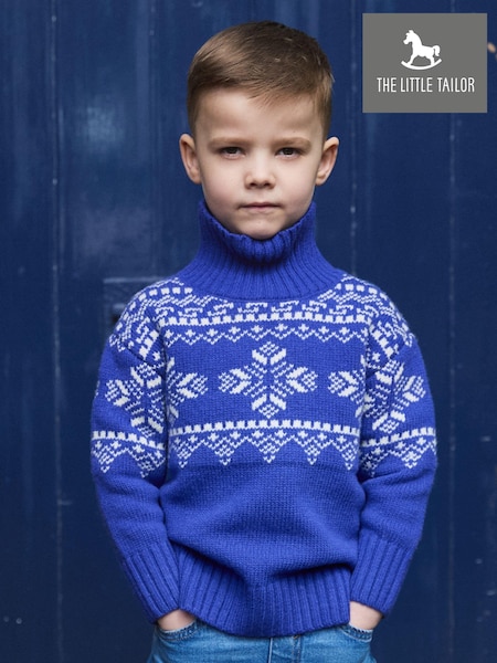 The Little Tailor Kids Snowflake Chunky 100% Cotton Slouch Christmas Jumper (AG8386) | €20 - €21.50