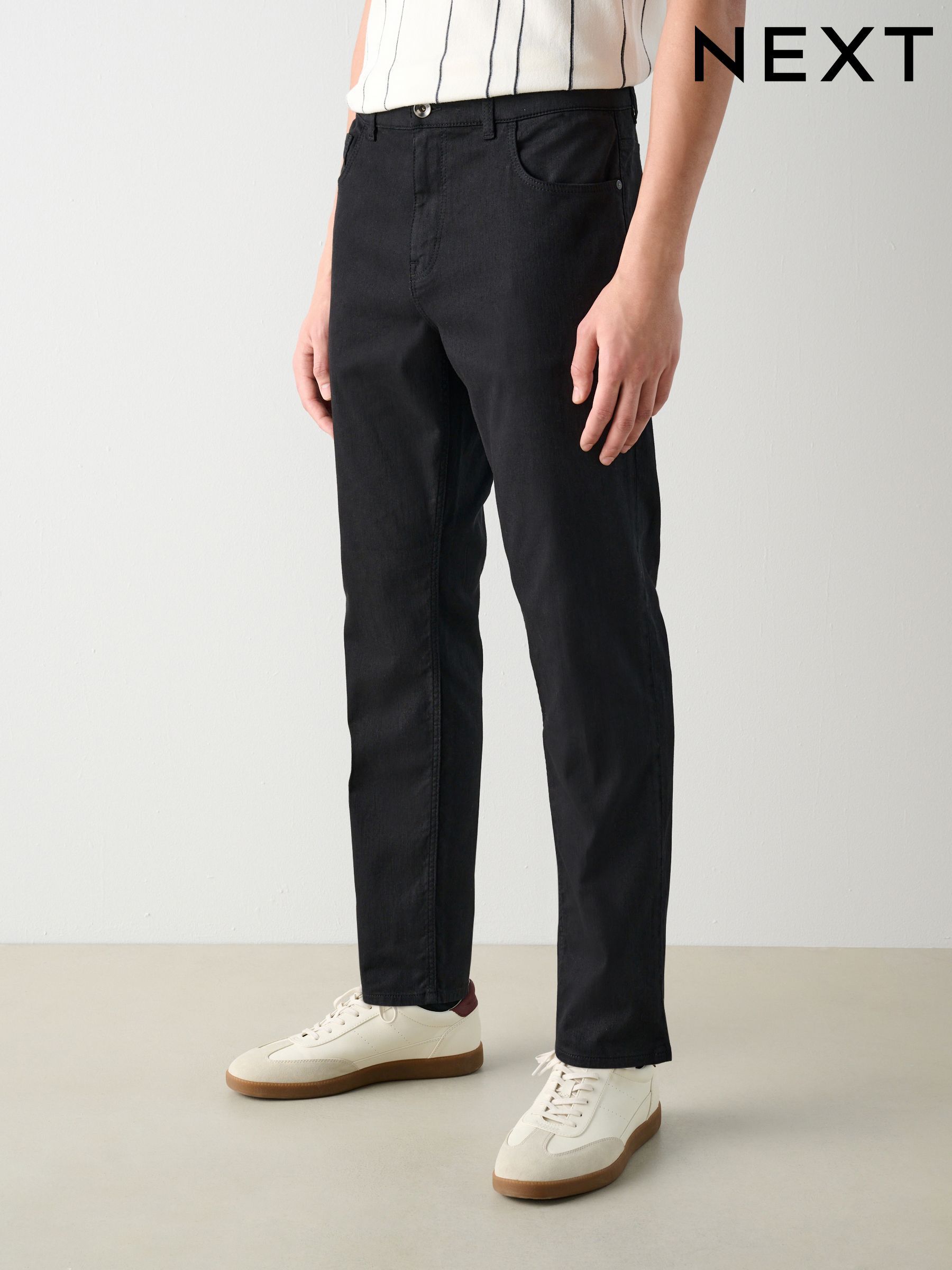 Men's Trousers Black Slim Holiday Trousers | Next Oman