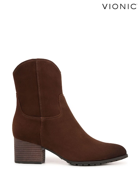 Vionic Bishop Wide Fit Waxy Suede Western Black Boots (AG8522) | €114