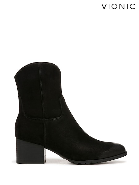 Vionic Bishop Wide Fit Waxy Suede Western Black Boots (AG8573) | €114