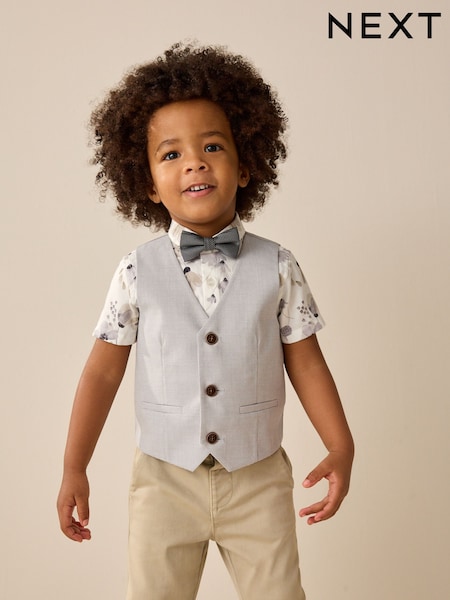 Grey Puppytooth Waistcoat, Shirt and Bowtie Set (3mths-9yrs) (AG8621) | €39 - €44