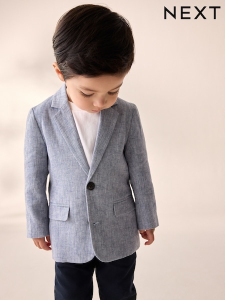 Blue Linen Blend Blazer (3mths-9yrs) (AG8629) | R$ 235 - R$ 275