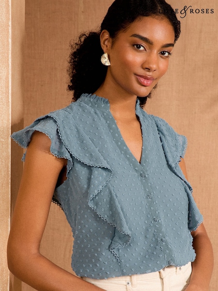 Love & Roses Dobby Sleevless Ruffle Blouse (AG8639) | 290 LEI