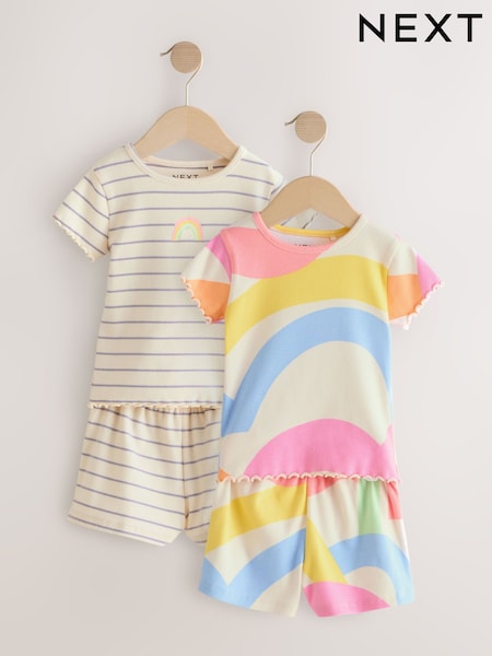 Rainbow Ribbed Top and Short Set 2 Pack (3mths-7yrs) (AG8681) | $31 - $38