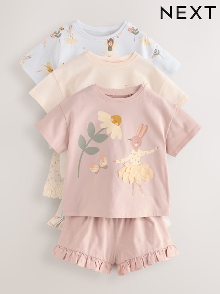 Roza z zajčkom - Top and Shorts Set 3 Pack (3mths-7yrs) (AG8684) | € 35 - € 40