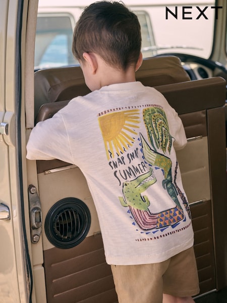 Neutraali kesäkrokotiili - Short Sleeve Back Print T-shirt (3mths-7yrs) (AG8702) | €9 - €12