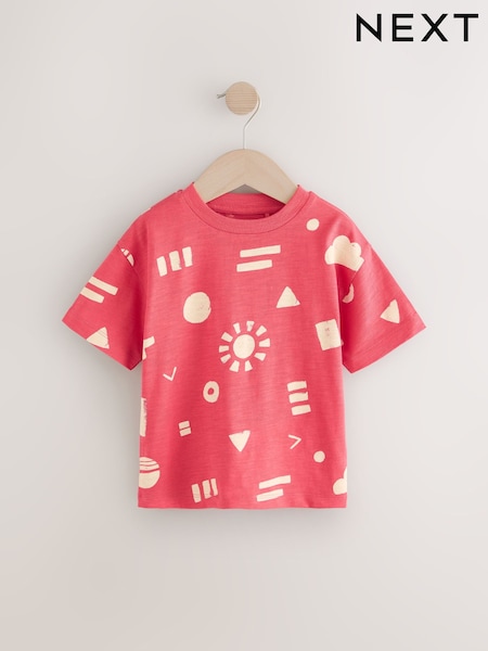 Red Shapes Short Sleeve All-Over Print T-Shirt (3mths-7yrs) (AG8707) | €8 - €11