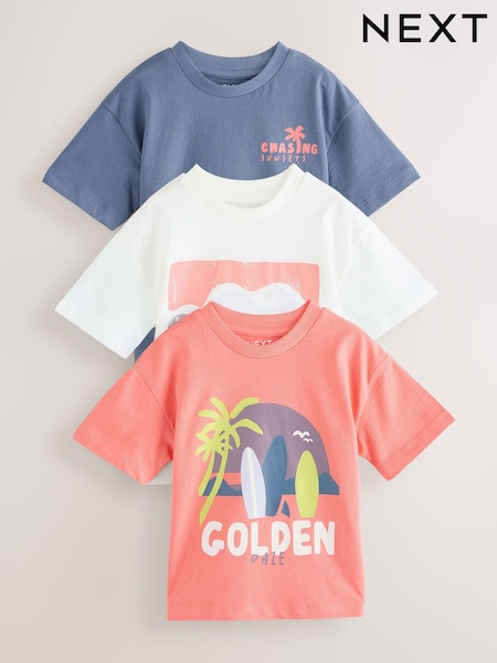 Blanco con diseño surfero - Short Sleeve T-Shirts 3 Pack (3mths-7yrs) (AG8725) | 18 € - 24 €