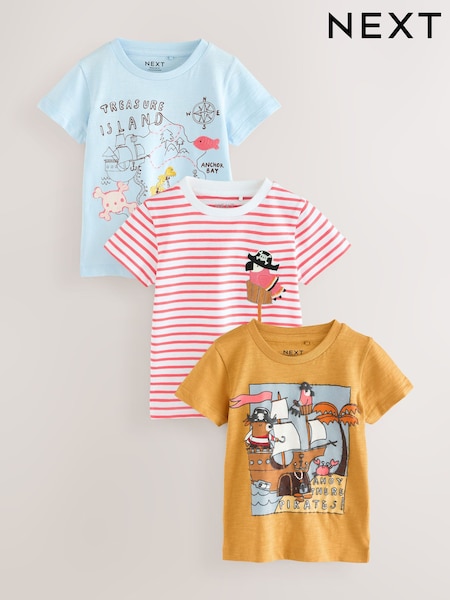 أحمر/أبيض - Short Sleeve Appliqué T-Shirts 3 Pack (3mths-7yrs) (AG8728) | ‏81 د.إ.‏ - ‏ 102‏ د.إ.