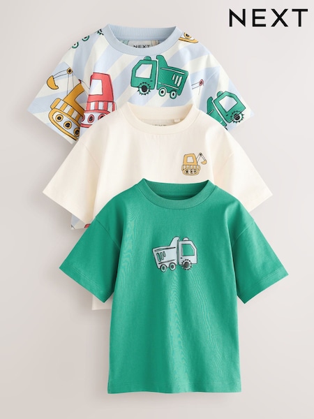 Verde con excavadoras - Short Sleeve T-Shirts 3 Pack (3mths-7yrs) (AG8731) | 19 € - 25 €