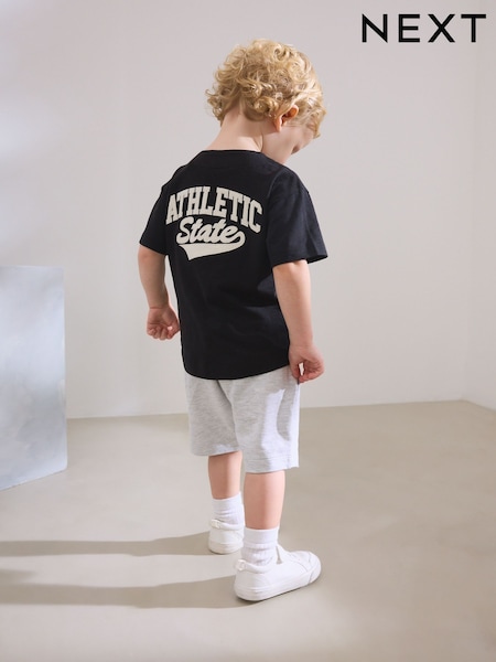 צבע שחור/אפור בעיטור בייסבול - Short Sleeve Jersey Shirt & Shorts Set (3mths-7yrs) (3mths-7yrs) (AG8741) | ‏67‏₪ - ‏84‏₪