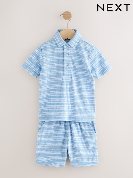 Blue Short Sleeve Polo Shirt And Shorts Set (3mths-7yrs) (AG8748) | €19 - €25