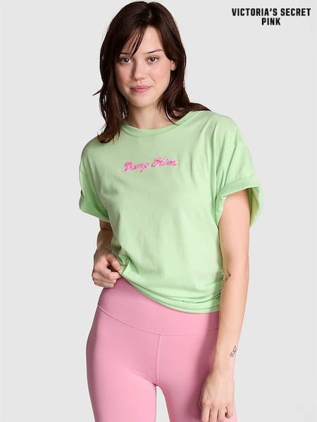 Victoria's Secret PINK Pale Petal Green Short Sleeve Oversized T-Shirt (AG8806) | €29