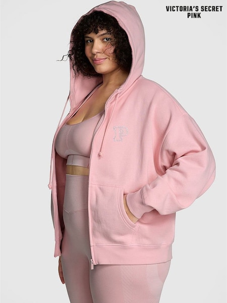 Victoria's Secret PINK Dusk Pink Shine Zip Up Fleece Hoodie (AG8809) | €63