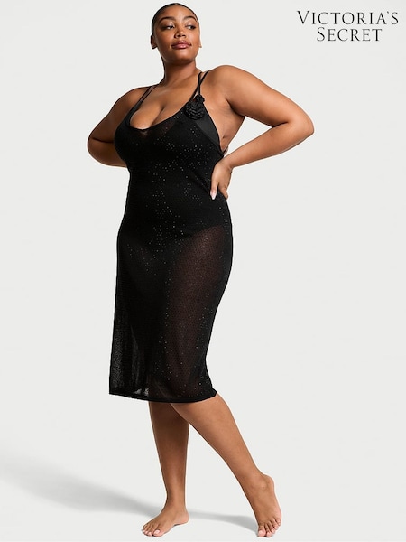 Victoria's Secret Black Diamante Knit Cover Up Midi Dress (AG8888) | €167