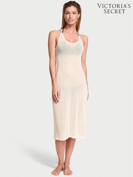 Victoria's Secret Candlelight White Diamante Knit Cover Up Midi Dress (AG8890) | €167