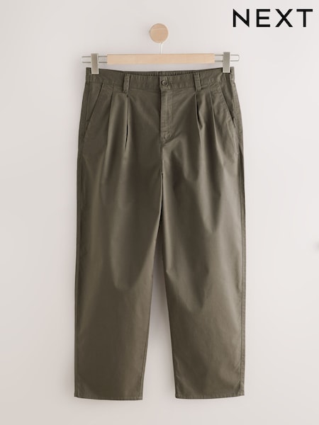 Brown Relaxed Tapered Fit Twin Pleat Workwear Summerweight Chinos (AG8970) | €37