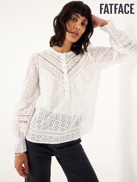 FatFace Ivory Bea Broderie Top (AG8980) | AED344