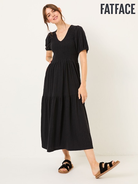 FatFace Danielle Black Detail Floral Midi Dress (AG8987) | €46