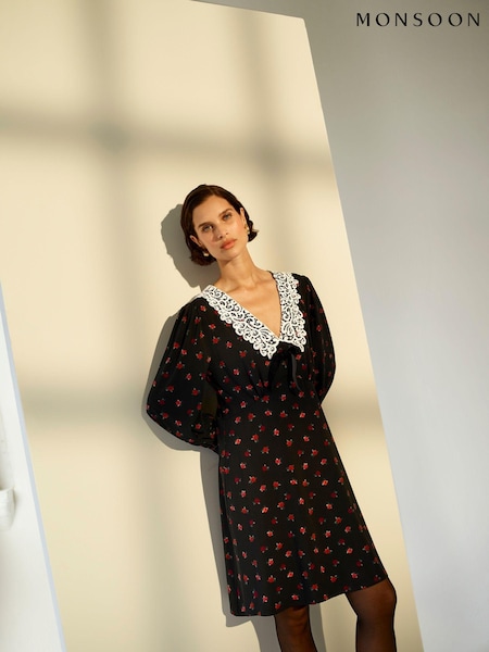 Monsoon Dion Lace Collar Jersey Dress (AG8996) | 288 LEI