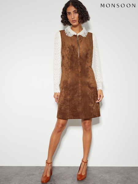 Monsoon Brown Amber Suedette Pinafore Dress (AG8997) | €44.50