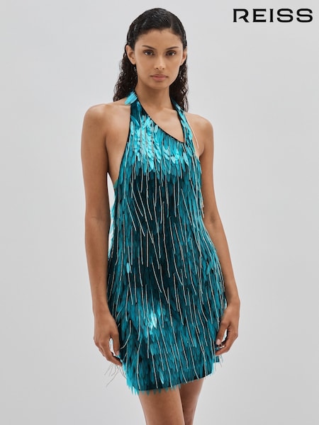 ILTA Sequinned and Beaded Halter-Neck Dress (AG9076) | 2,178 QAR