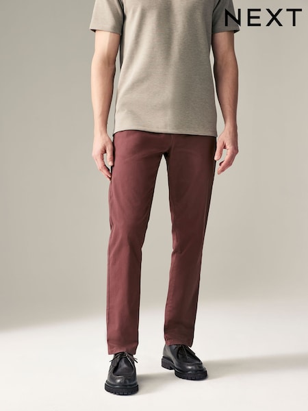 Burgundy Light Slim Fit Stretch Chinos Trousers (AG9088) | €32