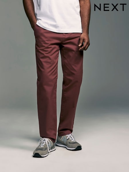 Burgundy Light Straight Fit Stretch Chinos Trousers (AG9090) | $52