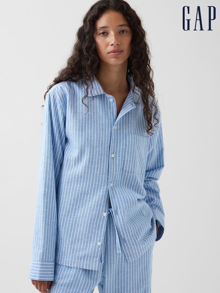 Blauer Streifen - Gap Softest Flannel Pyjamas Top