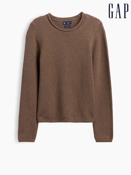 Brązowy - Gap Rolled Neck Jumper