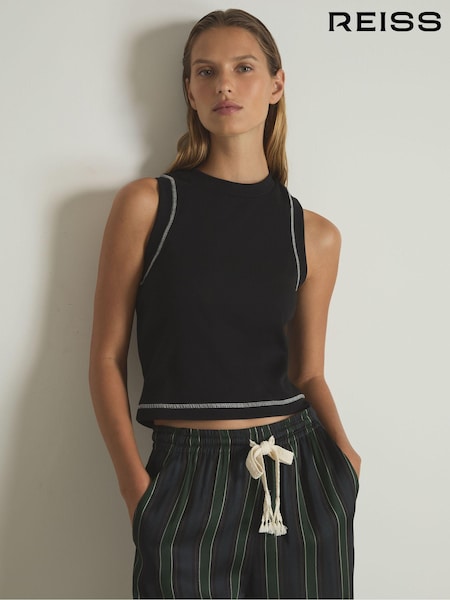 Schwarz/Elfenbein - Reiss Lea Cotton With Stretch Contrast-Stitch Vest (AG9130) | 58 €