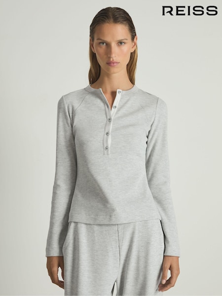 Reiss Taylor Waffle Jersey Henley Top with Cotton (AG9160) | €123