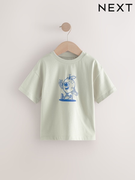 Sage Green Lemon Simple Short Sleeve T-Shirt (3mths-7yrs) (AG9194) | AED18 - AED28