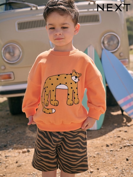 Orange Animal Print Sweatshirt and Shorts Set (3mths-8yrs) (AG9195) | 659 UAH - 823 UAH
