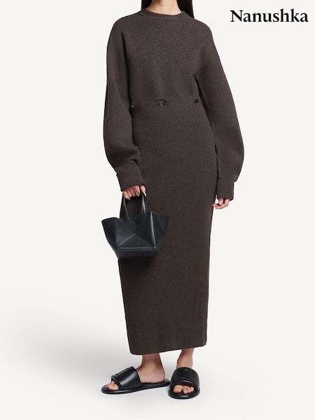 Nanushka Zothy Merino Wool Cut Out Maxi Dress (AG9203) | R$ 5.380
