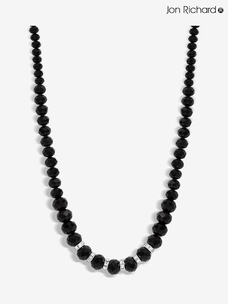 Jon Richard Silver Tone Jet Faceted Bead And Crystal Necklace (AG9331) | €12.50