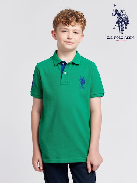 U.S. Polo Assn. Green Boys 100% Cotton Player 3 Polo Shirt (AG9530) | AED233 - AED280