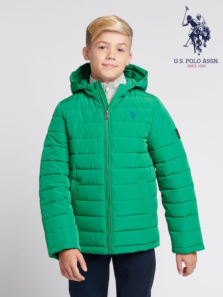 U.S. Polo Assn Green U.S. Polo Assn. Boys Lightweight Quilt Hooded Puffer Jacket (AG9532) | ₪352 - ₪422