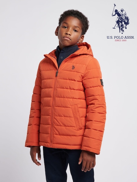 U.S. Polo Assn Orange U.S. Polo Assn. Boys Lightweight Quilt Hooded Puffer Jacket (AG9533) | AED408 - AED489