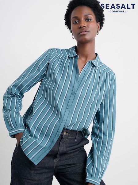 Seasalt Cornwall Blue Spiral Flight Shirt (AG9621) | 297 QAR