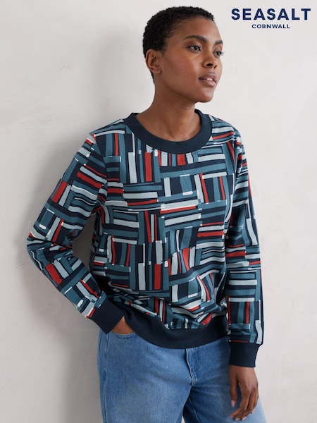 Seasalt Cornwall Blue Bright Wave Sweatshirt (AG9629) | €56