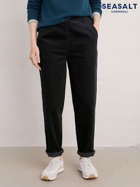 Seasalt Cornwall Black 100% Cotton Porfell Trousers (AG9648) | €43