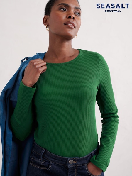 Seasalt Cornwall Green Gorse Lane Rib Top (AG9654) | 69 QAR