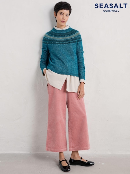 Синий - Seasalt Cornwall Spruce Frost Fairisle Pattern Jumper (AG9662) | €72