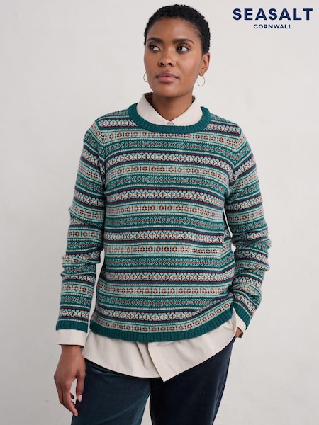 Albastru - Pulover cu model fairisle Seasalt Cornwall Percella Cove (AG9713) | 487 LEI