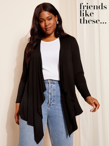 črna - Friends Like These Waterfall Cardigan (AG9717) | € 38