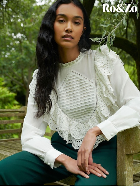 Ro&Zo Frill Front Blouse (AG9746) | 330 LEI